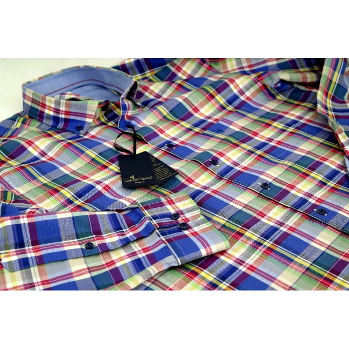 DANIEL BESSI Koszula męska fb079 kratka, niebieska, kolorowa | Sklep GriShop.eu | Koszule