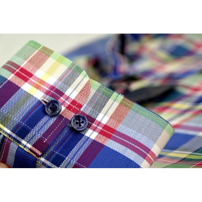 DANIEL BESSI Koszula męska fb079 kratka, niebieska, kolorowa | Sklep GriShop.eu | Koszule