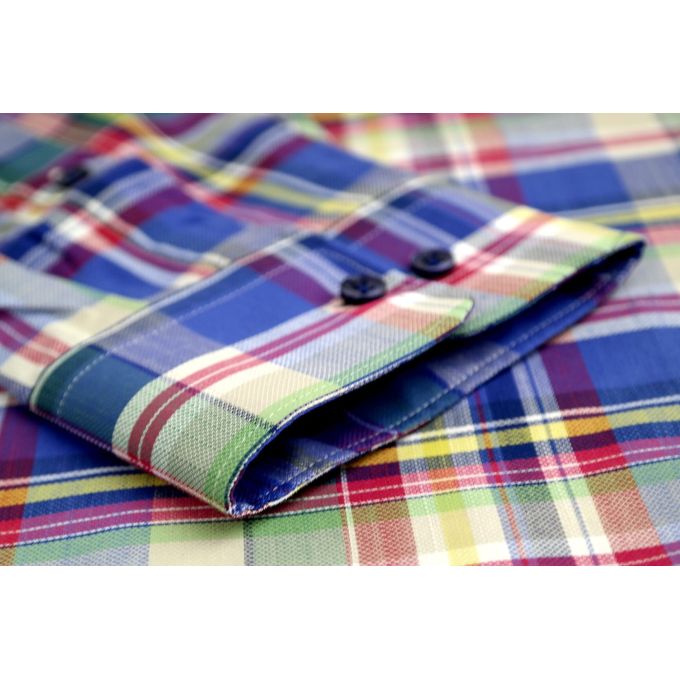 DANIEL BESSI Koszula męska fb079 kratka, niebieska, kolorowa | Sklep GriShop.eu | Koszule