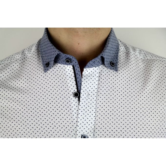 DANIEL BESSI Koszula męska fb741N biała, drobny wzór | Sklep GriShop.eu | Koszule