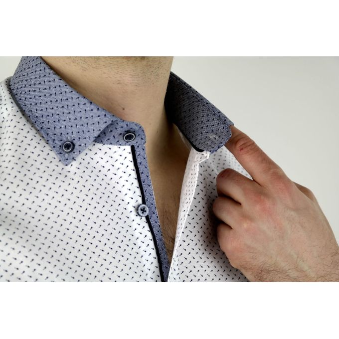 DANIEL BESSI Koszula męska fb741N biała, drobny wzór | Sklep GriShop.eu | Koszule