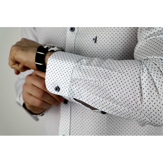 DANIEL BESSI Koszula męska fb741N biała, drobny wzór | Sklep GriShop.eu | Koszule