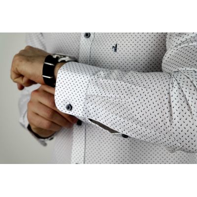 DANIEL BESSI Koszula męska fb741N biała, drobny wzór | Sklep GriShop.eu | Koszule