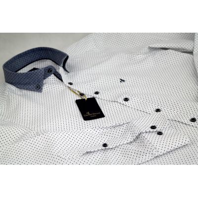 DANIEL BESSI Koszula męska fb741N biała, drobny wzór | Sklep GriShop.eu | Koszule