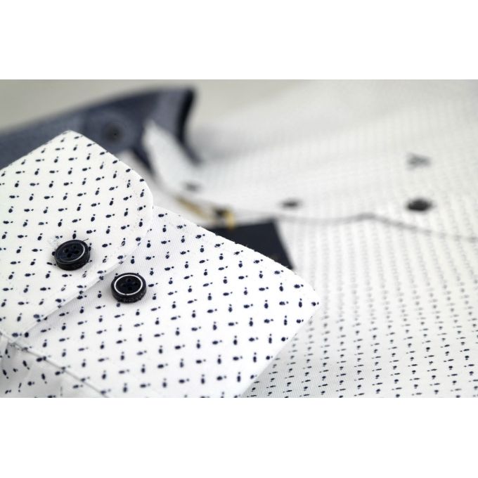 DANIEL BESSI Koszula męska fb741N biała, drobny wzór | Sklep GriShop.eu | Koszule