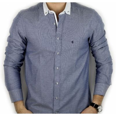 DANIEL BESSI Koszula męska fb740N niebieska w drobny wzór | Sklep GriShop.eu | Koszule