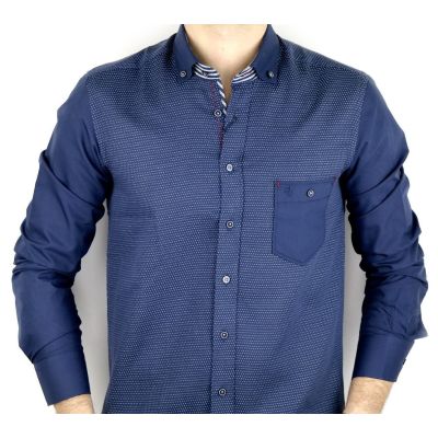DANIEL BESSI Koszula męska fb238 granatowa, kropki | Sklep GriShop.eu | Koszule