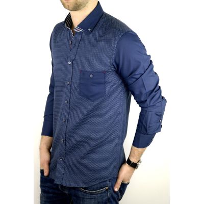DANIEL BESSI Koszula męska fb238 granatowa, kropki | Sklep GriShop.eu | Koszule