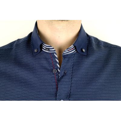 DANIEL BESSI Koszula męska fb238 granatowa, kropki | Sklep GriShop.eu | Koszule