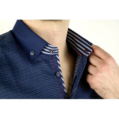 DANIEL BESSI Koszula męska fb238 granatowa, kropki | Sklep GriShop.eu | Koszule