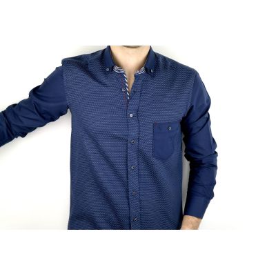 DANIEL BESSI Koszula męska fb238 granatowa, kropki | Sklep GriShop.eu | Koszule