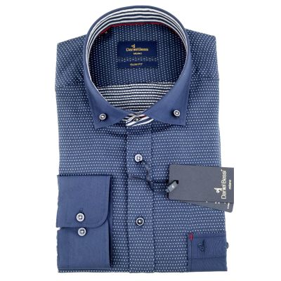 DANIEL BESSI Koszula męska fb238 granatowa, kropki | Sklep GriShop.eu | Koszule