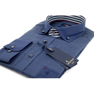 DANIEL BESSI Koszula męska fb238 granatowa, kropki | Sklep GriShop.eu | Koszule