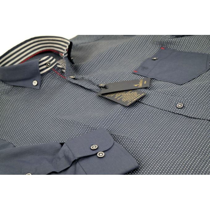 DANIEL BESSI Koszula męska fb238 granatowa, kropki | Sklep GriShop.eu | Koszule