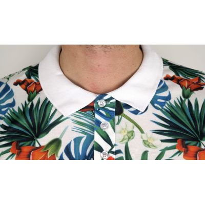 BRO CLOTHING T-Shirt Polo męski BRO001 kolorowe kwiaty | Sklep GriShop.eu | Koszulki