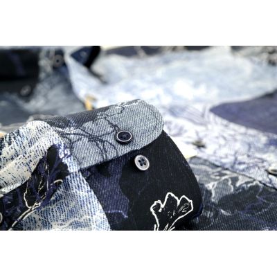 DANIEL BESSI Koszula męska fb221 niebieska, granatowa, kwiaty, jeans | Sklep GriShop.eu | Koszule