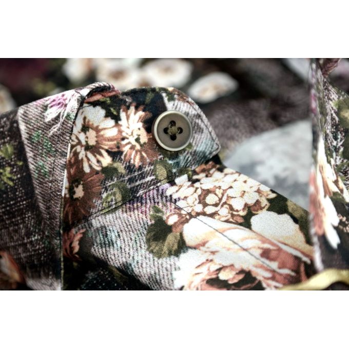 DANIEL BESSI Koszula męska fb213N beżowe, brązowe kwiaty | Sklep GriShop.eu | Koszule