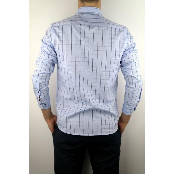 DANIEL BESSI Koszula męska fb529 niebieska, kratka | Sklep GriShop.eu | Koszule