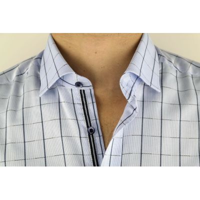 DANIEL BESSI Koszula męska fb529 niebieska, kratka | Sklep GriShop.eu | Koszule