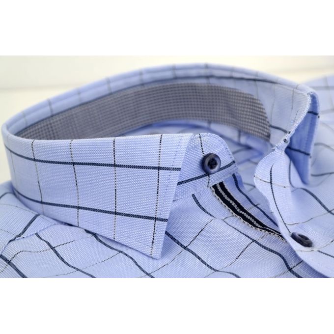 DANIEL BESSI Koszula męska fb529 niebieska, kratka | Sklep GriShop.eu | Koszule