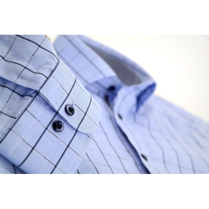 DANIEL BESSI Koszula męska fb529 niebieska, kratka | Sklep GriShop.eu | Koszule