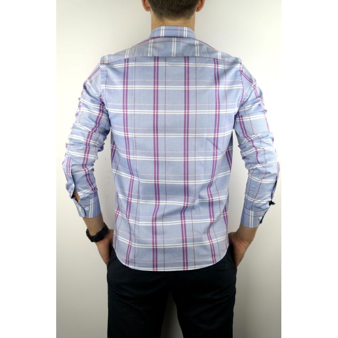 DANIEL BESSI Koszula męska fb539 kratka, niebieska | Sklep GriShop.eu | Koszule