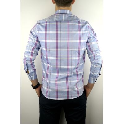 DANIEL BESSI Koszula męska fb539 kratka, niebieska | Sklep GriShop.eu | Koszule