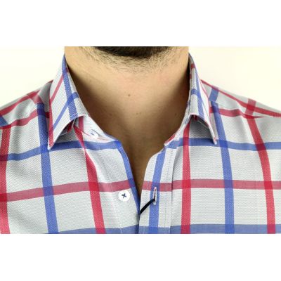 DANIEL BESSI Koszula męska fb662 kratka niebieska, czerwona | Sklep GriShop.eu | Koszule