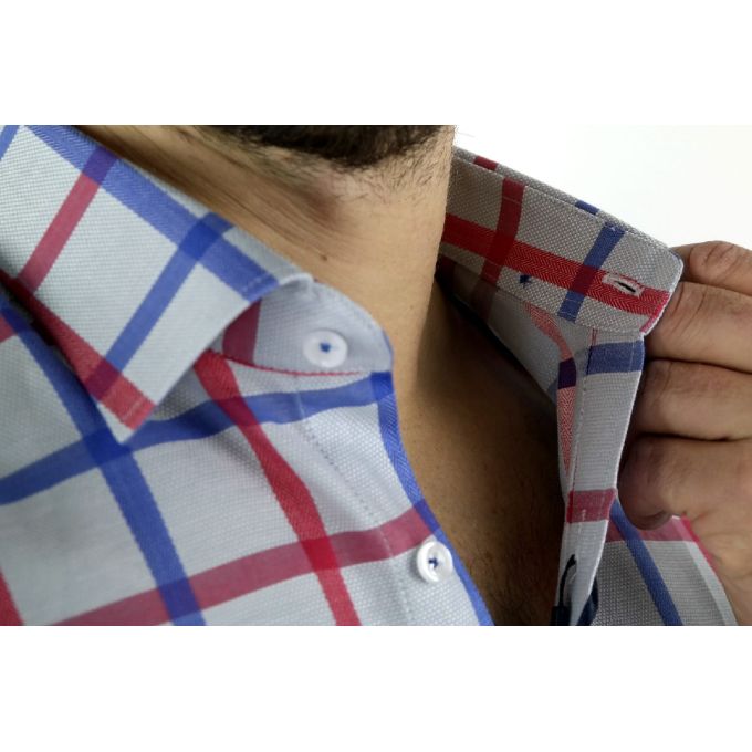 DANIEL BESSI Koszula męska fb662 kratka niebieska, czerwona | Sklep GriShop.eu | Koszule