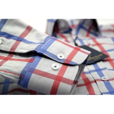 DANIEL BESSI Koszula męska fb662 kratka niebieska, czerwona | Sklep GriShop.eu | Koszule