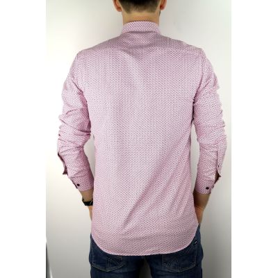 DANIEL BESSI Koszula męska fb049 biała w czerwony wzór | Sklep GriShop.eu | Koszule