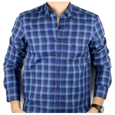 DANIEL BESSI Koszula męska fb048 niebieska kratka | Sklep GriShop.eu | Koszule