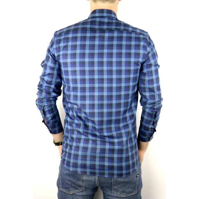 DANIEL BESSI Koszula męska fb048 niebieska kratka | Sklep GriShop.eu | Koszule