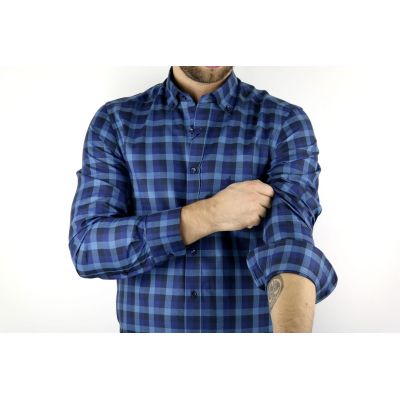 DANIEL BESSI Koszula męska fb048 niebieska kratka | Sklep GriShop.eu | Koszule