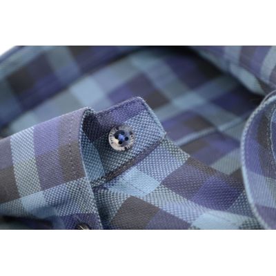 DANIEL BESSI Koszula męska fb048 niebieska kratka | Sklep GriShop.eu | Koszule