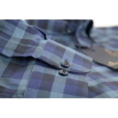 DANIEL BESSI Koszula męska fb048 niebieska kratka | Sklep GriShop.eu | Koszule