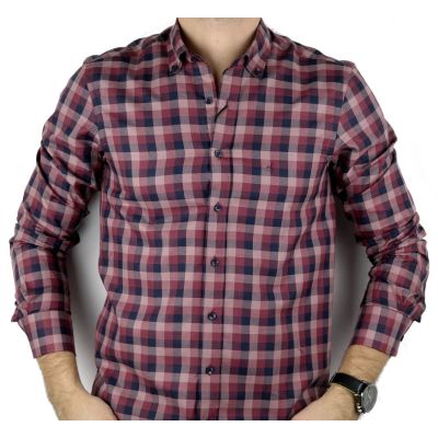 DANIEL BESSI Koszula męska fb050 kratka, granatowa, bordowa | Sklep GriShop.eu | Koszule