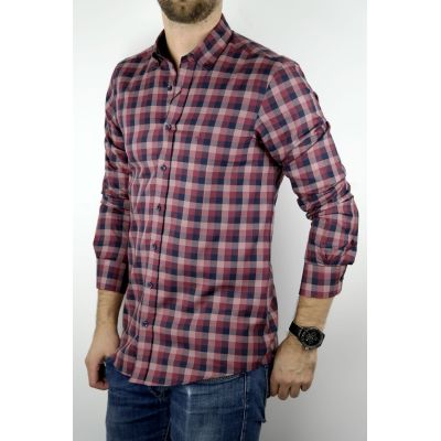 DANIEL BESSI Koszula męska fb050 kratka, granatowa, bordowa | Sklep GriShop.eu | Koszule