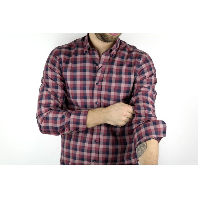 DANIEL BESSI Koszula męska fb050 kratka, granatowa, bordowa | Sklep GriShop.eu | Koszule
