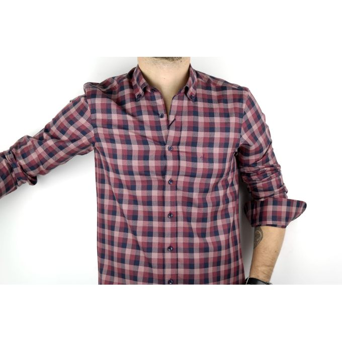 DANIEL BESSI Koszula męska fb050 kratka, granatowa, bordowa | Sklep GriShop.eu | Koszule