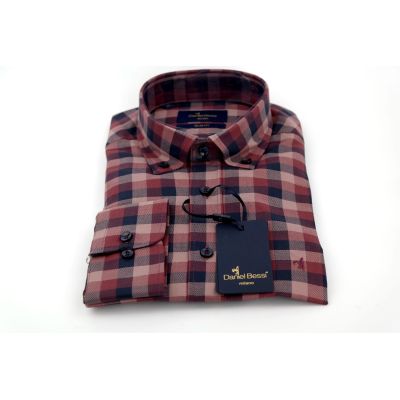 DANIEL BESSI Koszula męska fb050 kratka, granatowa, bordowa | Sklep GriShop.eu | Koszule