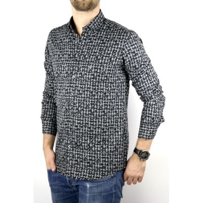 DANIEL BESSI Koszula męska fb291 czarna, szara, kratka | Sklep GriShop.eu | Koszule