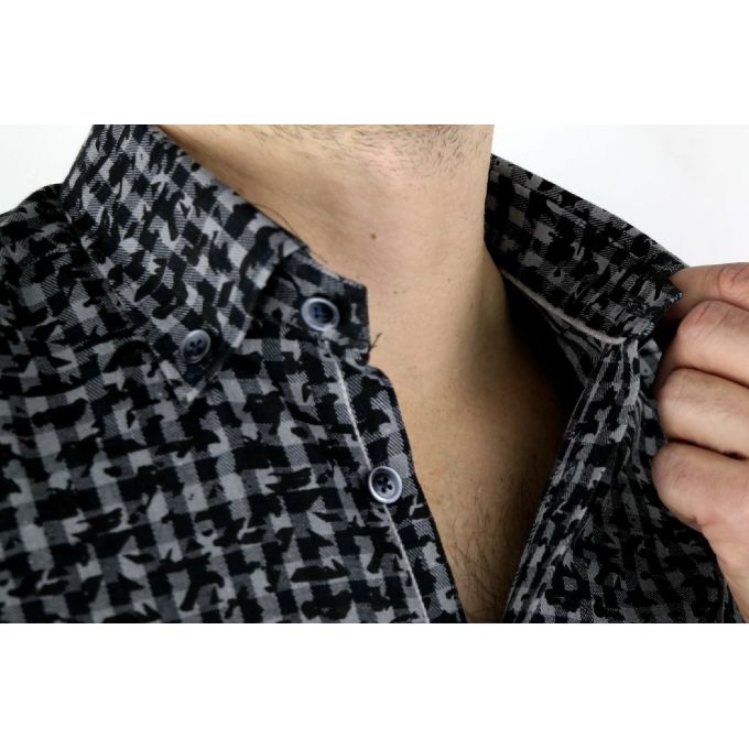 DANIEL BESSI Koszula męska fb291 czarna, szara, kratka | Sklep GriShop.eu | Koszule