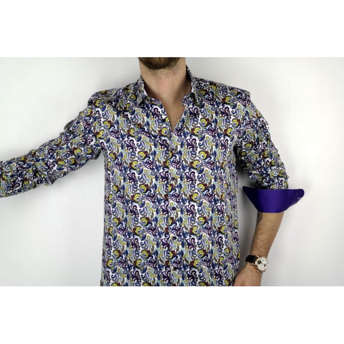 DANIEL BESSI Koszula męska fb340 kolorowa, wzór | Sklep GriShop.eu | Koszule