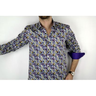 DANIEL BESSI Koszula męska fb340 kolorowa, wzór | Sklep GriShop.eu | Koszule