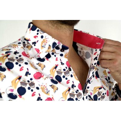 DANIEL BESSI Koszula męska fb308 kolorowa, okulary, usta | Sklep GriShop.eu | Koszule