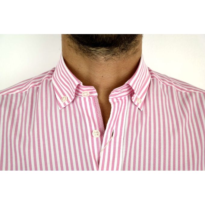 DANIEL BESSI Koszula męska fb152 biała, różowa w paski | Sklep GriShop.eu | Koszule