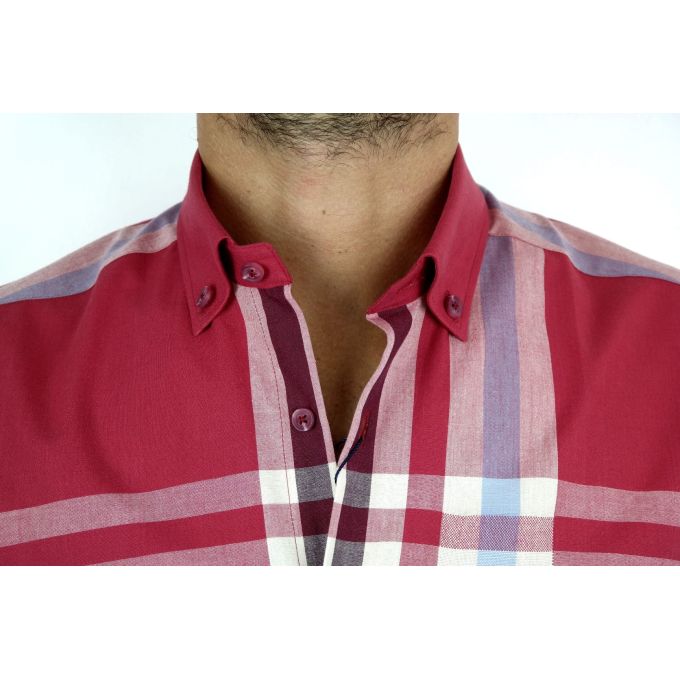 DANIEL BESSI Koszula męska fb333 czerwona, krata | Sklep GriShop.eu | Koszule