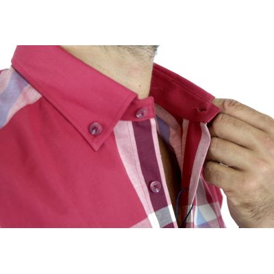 DANIEL BESSI Koszula męska fb333 czerwona, krata | Sklep GriShop.eu | Koszule