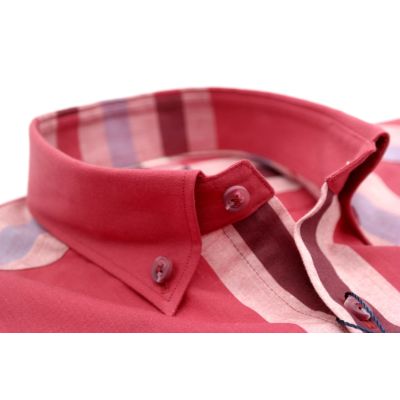 DANIEL BESSI Koszula męska fb333 czerwona, krata | Sklep GriShop.eu | Koszule